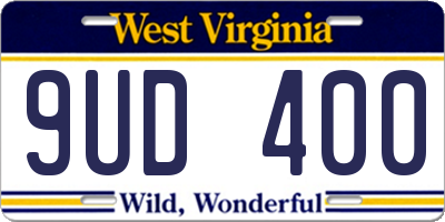 WV license plate 9UD400