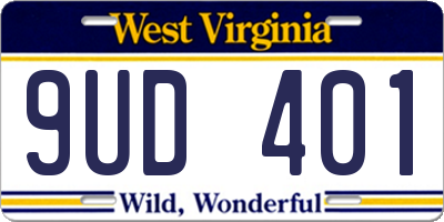 WV license plate 9UD401