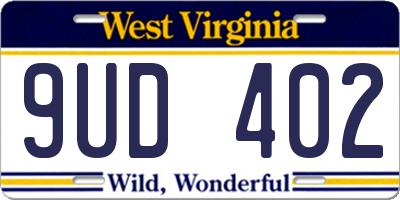 WV license plate 9UD402