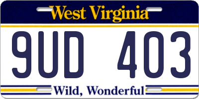 WV license plate 9UD403