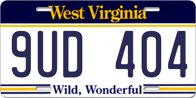 WV license plate 9UD404