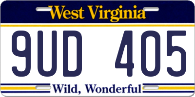 WV license plate 9UD405