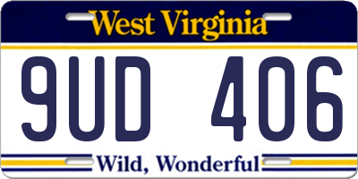 WV license plate 9UD406