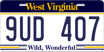 WV license plate 9UD407