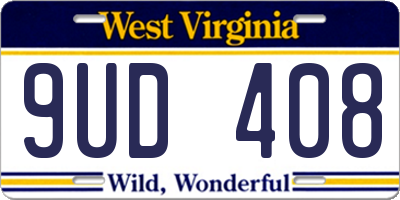 WV license plate 9UD408