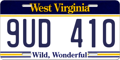WV license plate 9UD410