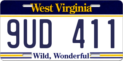 WV license plate 9UD411