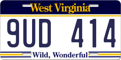 WV license plate 9UD414