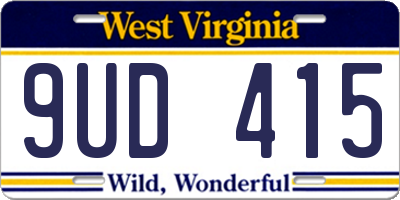 WV license plate 9UD415