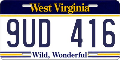 WV license plate 9UD416