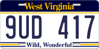 WV license plate 9UD417