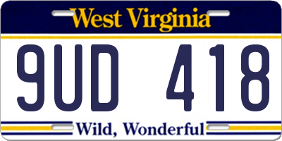 WV license plate 9UD418