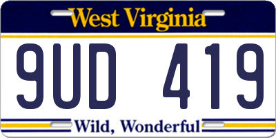 WV license plate 9UD419