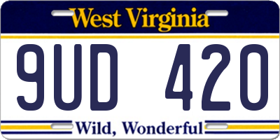 WV license plate 9UD420