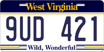 WV license plate 9UD421