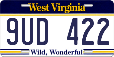 WV license plate 9UD422