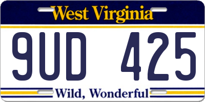 WV license plate 9UD425