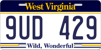 WV license plate 9UD429