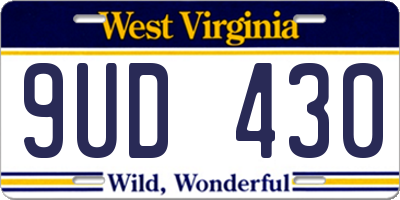 WV license plate 9UD430