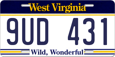WV license plate 9UD431