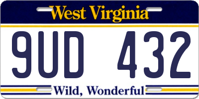 WV license plate 9UD432
