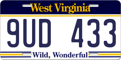 WV license plate 9UD433