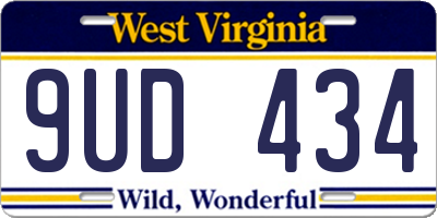WV license plate 9UD434