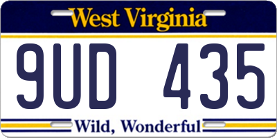 WV license plate 9UD435