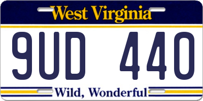 WV license plate 9UD440