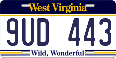 WV license plate 9UD443