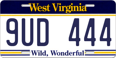 WV license plate 9UD444