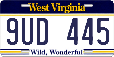 WV license plate 9UD445