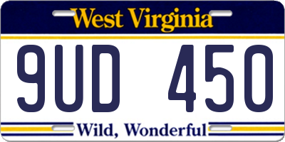 WV license plate 9UD450