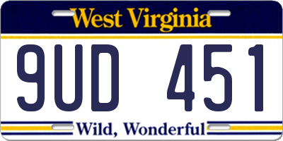 WV license plate 9UD451
