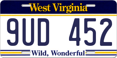 WV license plate 9UD452