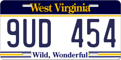 WV license plate 9UD454