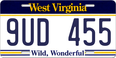 WV license plate 9UD455