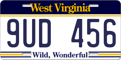 WV license plate 9UD456