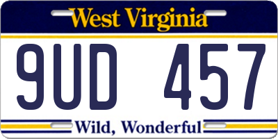 WV license plate 9UD457