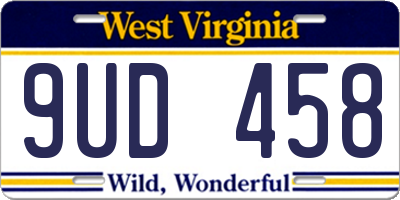 WV license plate 9UD458