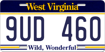 WV license plate 9UD460