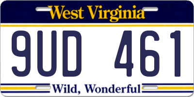 WV license plate 9UD461
