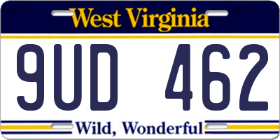 WV license plate 9UD462