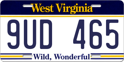 WV license plate 9UD465