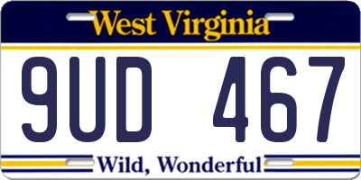 WV license plate 9UD467