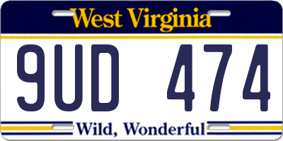 WV license plate 9UD474