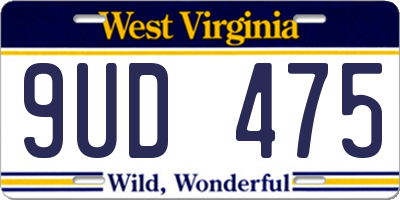 WV license plate 9UD475