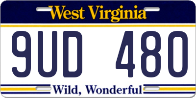 WV license plate 9UD480