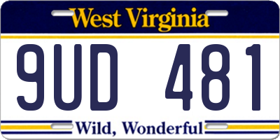 WV license plate 9UD481