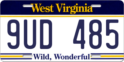 WV license plate 9UD485